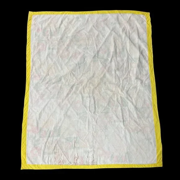 Vintage 1970s Kitschy Handmade Throw Blanket Flower Snail Yellow Orange AS IS - Picture 3 of 10